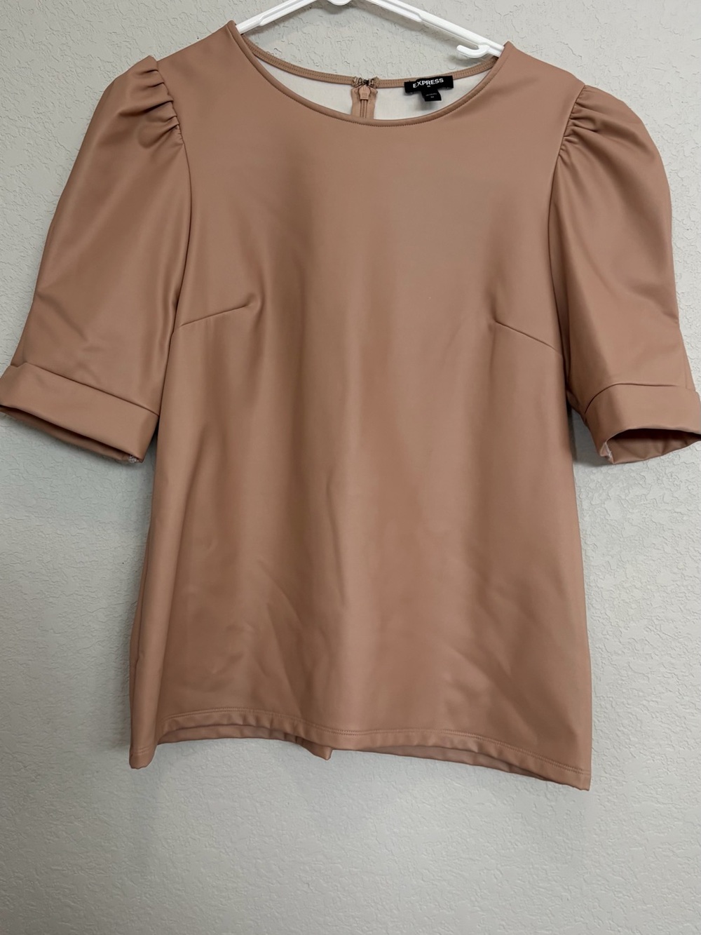 Express Women's Puff Sleeve Blouse in Taupe